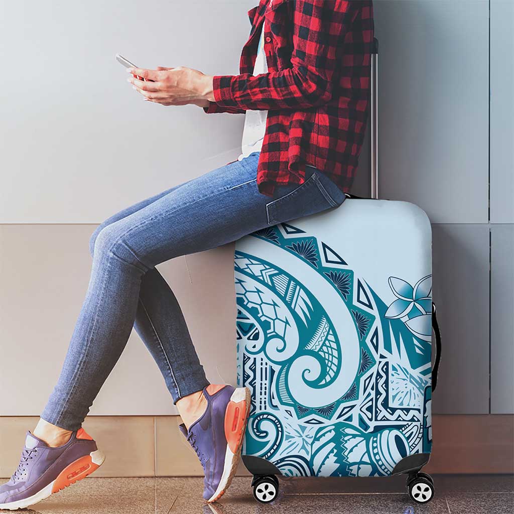 Aloha Hawaii Tapa Luggage Cover Cool Turquoise Hawaiian Ipu - Polynesian Pride
