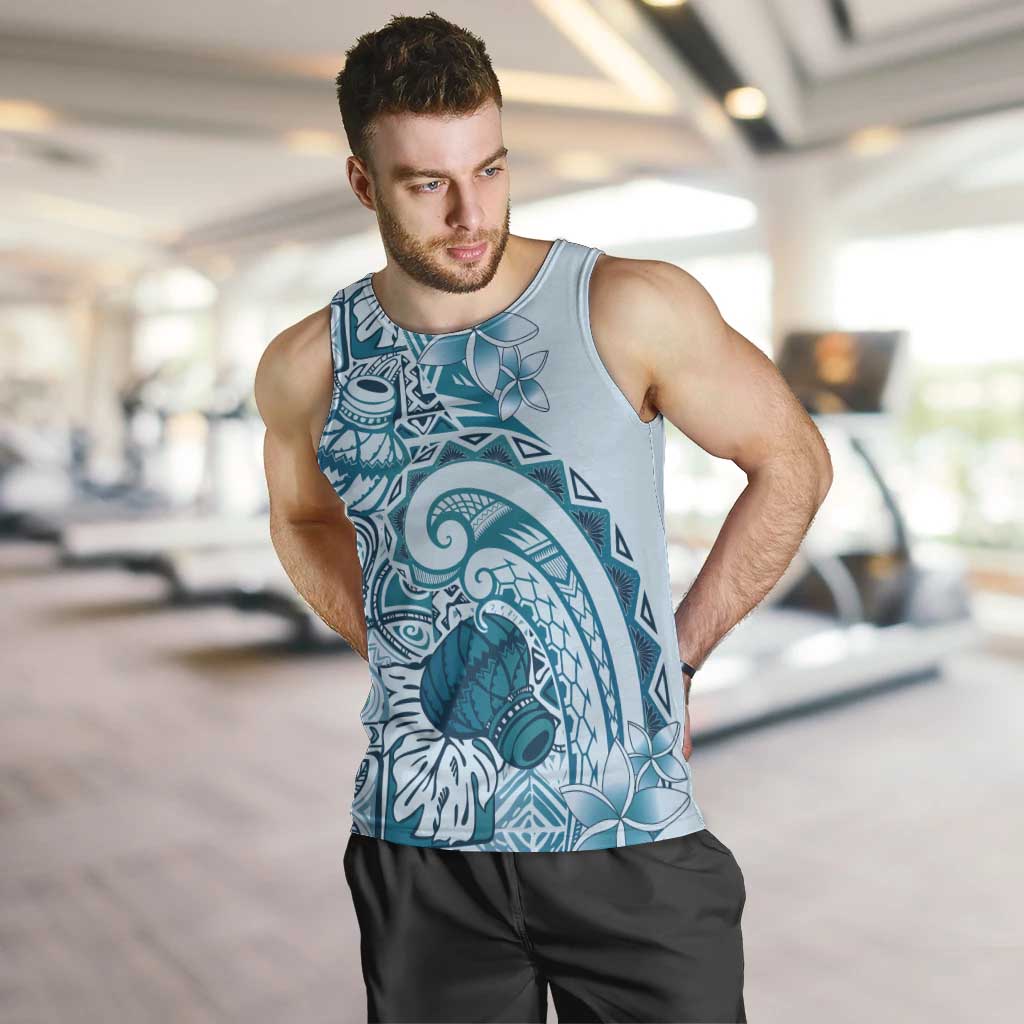 Aloha Hawaii Tapa Men Tank Top Cool Turquoise Hawaiian Ipu - Polynesian Pride