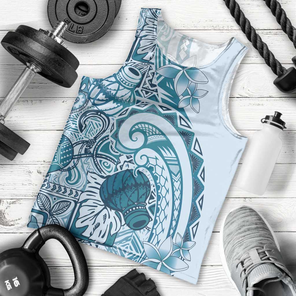 Aloha Hawaii Tapa Men Tank Top Cool Turquoise Hawaiian Ipu - Polynesian Pride