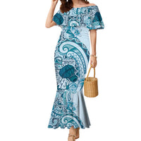 Aloha Hawaii Tapa Mermaid Dress Cool Turquoise Hawaiian Ipu - Polynesian Pride