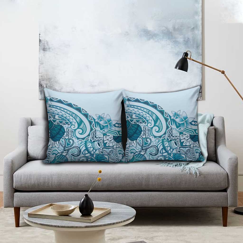 Aloha Hawaii Tapa Pillow Cover Cool Turquoise Hawaiian Ipu - Polynesian Pride