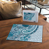 Aloha Hawaii Tapa Puzzle Cool Turquoise Hawaiian Ipu - Polynesian Pride