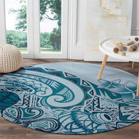 Aloha Hawaii Tapa Round Carpet Cool Turquoise Hawaiian Ipu - Polynesian Pride