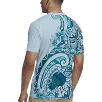 Aloha Hawaii Tapa Rugby Jersey Cool Turquoise Hawaiian Ipu - Polynesian Pride