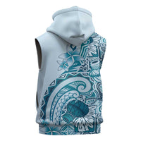 Aloha Hawaii Tapa Sleeveless Zip Hoodie Cool Turquoise Hawaiian Ipu - Polynesian Pride