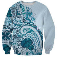 Aloha Hawaii Tapa Sweatshirt Cool Turquoise Hawaiian Ipu - Polynesian Pride