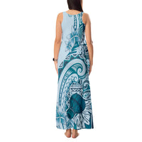 Aloha Hawaii Tapa Tank Maxi Dress Cool Turquoise Hawaiian Ipu - Polynesian Pride