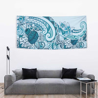 Aloha Hawaii Tapa Tapestry Cool Turquoise Hawaiian Ipu - Polynesian Pride