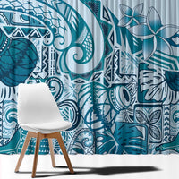 Aloha Hawaii Tapa Window Curtain Cool Turquoise Hawaiian Ipu - Polynesian Pride