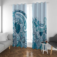 Aloha Hawaii Tapa Window Curtain Cool Turquoise Hawaiian Ipu - Polynesian Pride