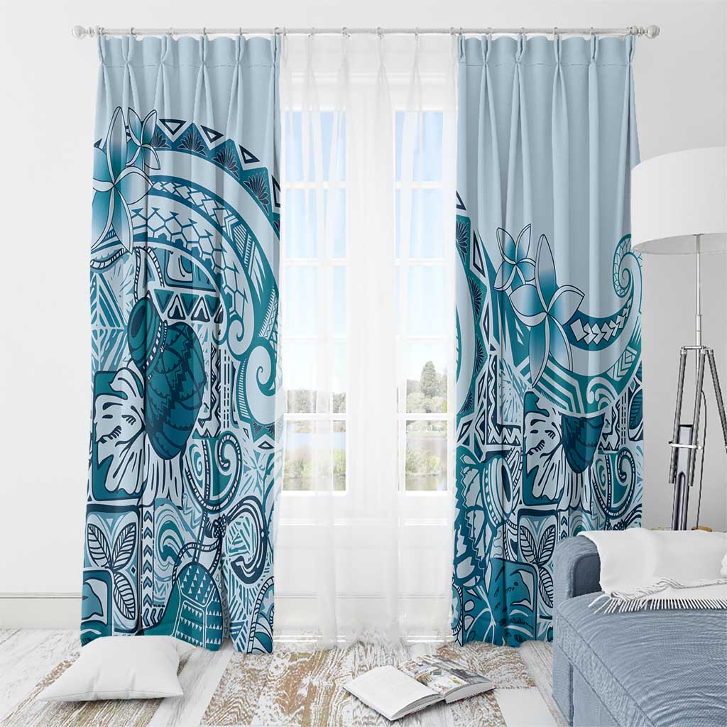 Aloha Hawaii Tapa Window Curtain Cool Turquoise Hawaiian Ipu - Polynesian Pride