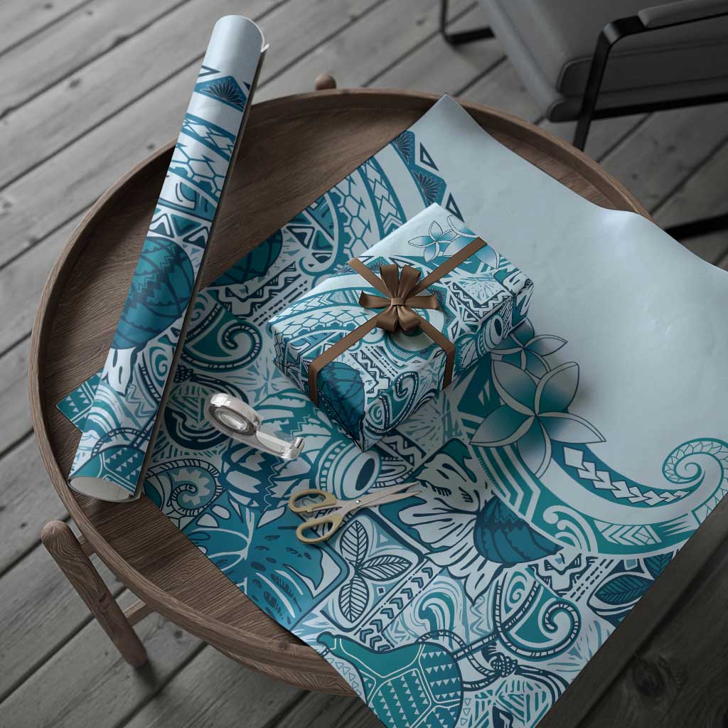 Aloha Hawaii Tapa Wrapping Paper Cool Turquoise Hawaiian Ipu LT7 - Polynesian Pride