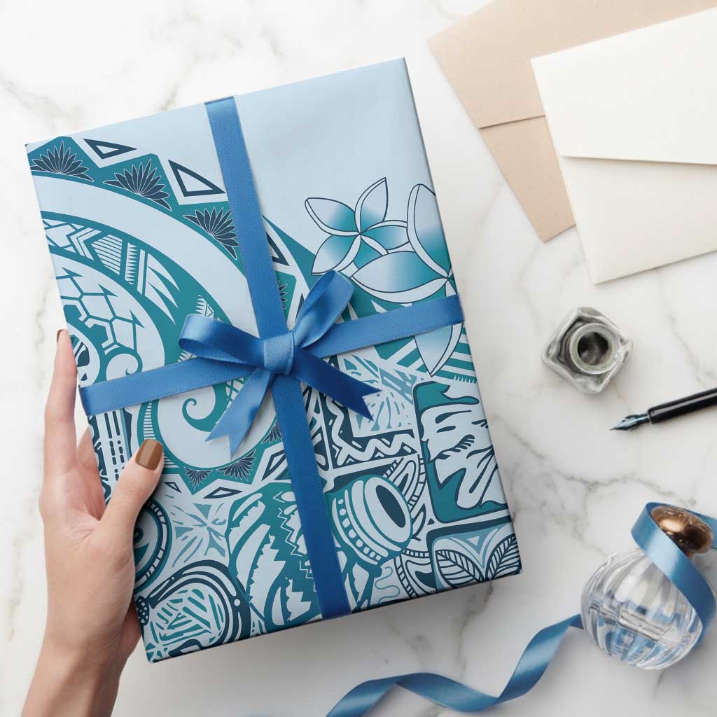 Aloha Hawaii Tapa Wrapping Paper Cool Turquoise Hawaiian Ipu LT7 - Polynesian Pride
