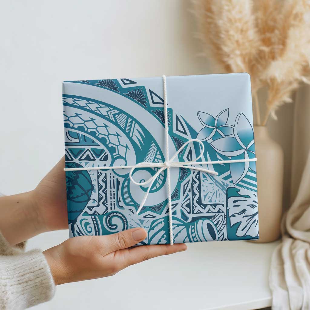 Aloha Hawaii Tapa Wrapping Paper Cool Turquoise Hawaiian Ipu LT7 - Polynesian Pride