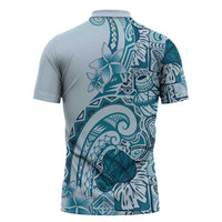 Aloha Hawaii Tapa Zipper Polo Shirt Cool Turquoise Hawaiian Ipu - Polynesian Pride