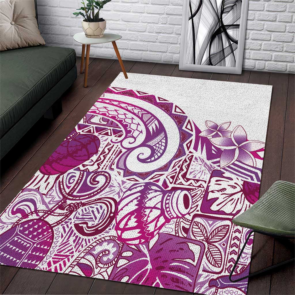 Aloha Hawaii Tapa Area Rug Vibrant Fuchsia Hawaiian Ipu - Polynesian Pride