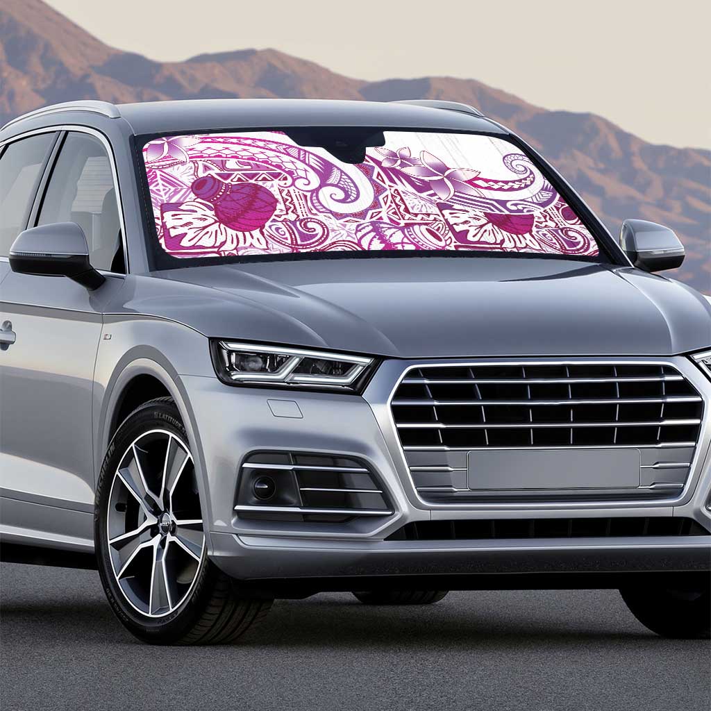 Aloha Hawaii Tapa Auto Sun Shade Vibrant Fuchsia Hawaiian Ipu - Polynesian Pride