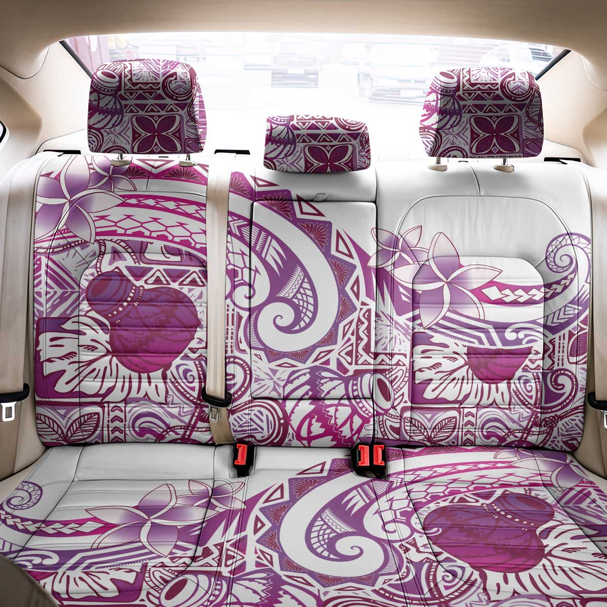 Aloha Hawaii Tapa Back Car Seat Cover Vibrant Fuchsia Hawaiian Ipu - Polynesian Pride