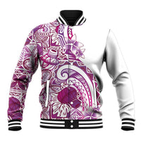 Aloha Hawaii Tapa Baseball Jacket Vibrant Fuchsia Hawaiian Ipu - Polynesian Pride