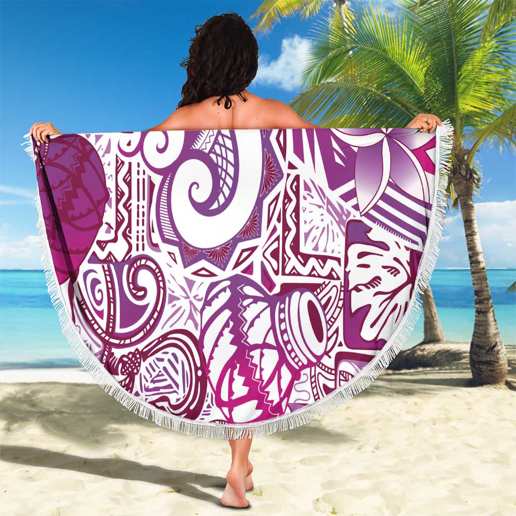 Aloha Hawaii Tapa Beach Blanket Vibrant Fuchsia Hawaiian Ipu - Polynesian Pride