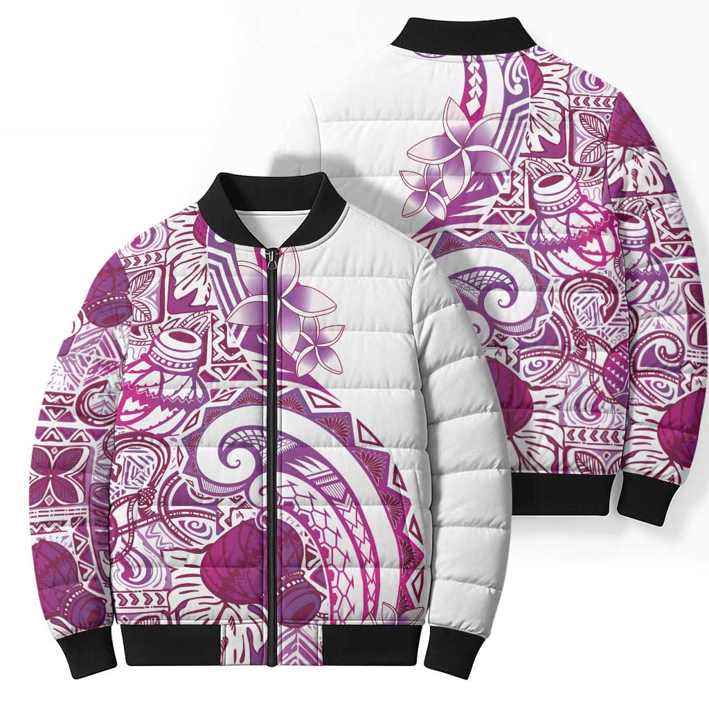 Aloha Hawaii Tapa Bomber Puffer Jacket Vibrant Fuchsia Hawaiian Ipu LT7 - Polynesian Pride