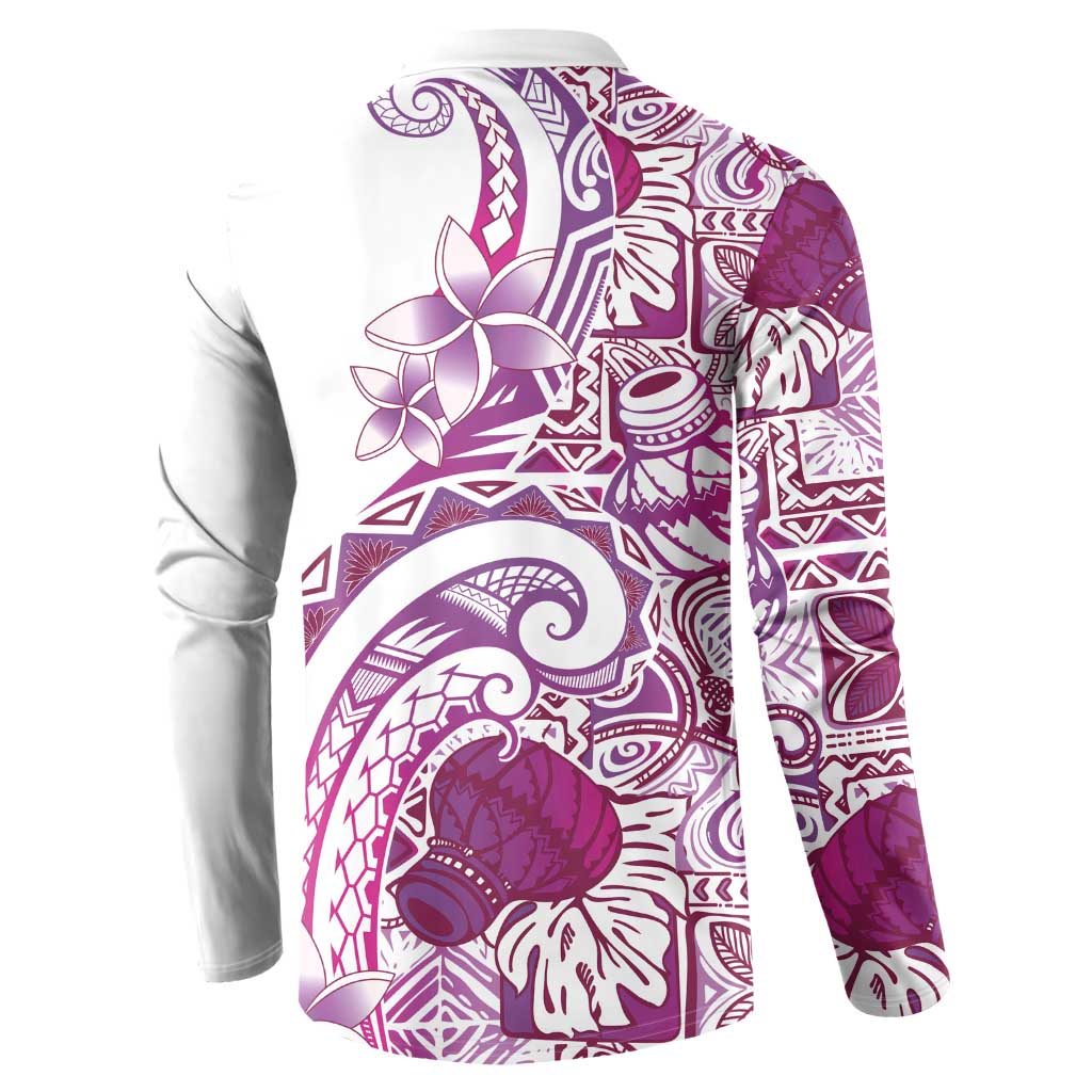 Aloha Hawaii Tapa Button Sweatshirt Vibrant Fuchsia Hawaiian Ipu - Polynesian Pride