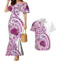 Aloha Hawaii Tapa Couples Matching Mermaid Dress and Hawaiian Shirt Vibrant Fuchsia Hawaiian Ipu - Polynesian Pride