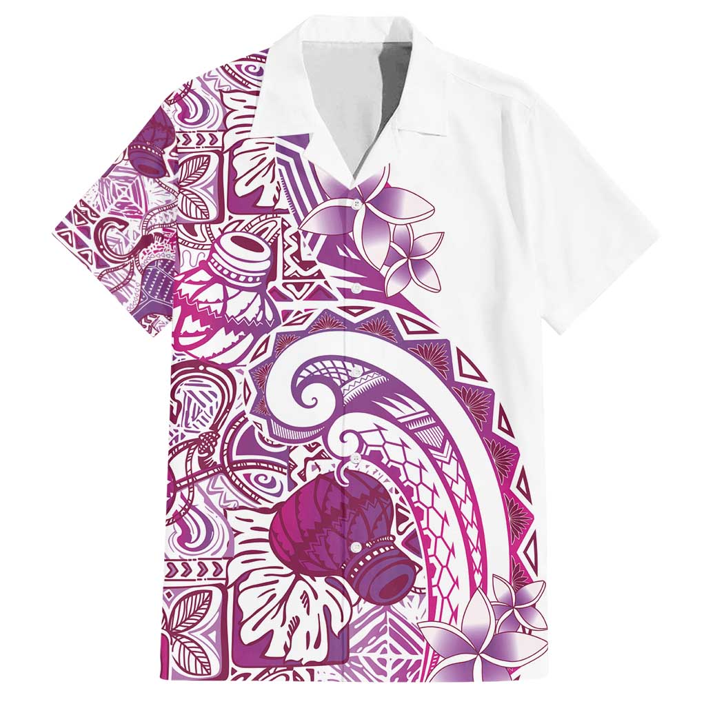 Aloha Hawaii Tapa Family Matching Long Sleeve Bodycon Dress and Hawaiian Shirt Vibrant Fuchsia Hawaiian Ipu - Polynesian Pride