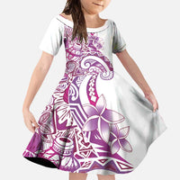 Aloha Hawaii Tapa Family Matching Off Shoulder Maxi Dress and Hawaiian Shirt Vibrant Fuchsia Hawaiian Ipu - Polynesian Pride