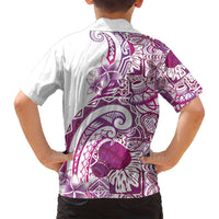 Aloha Hawaii Tapa Family Matching Puletasi and Hawaiian Shirt Vibrant Fuchsia Hawaiian Ipu - Polynesian Pride