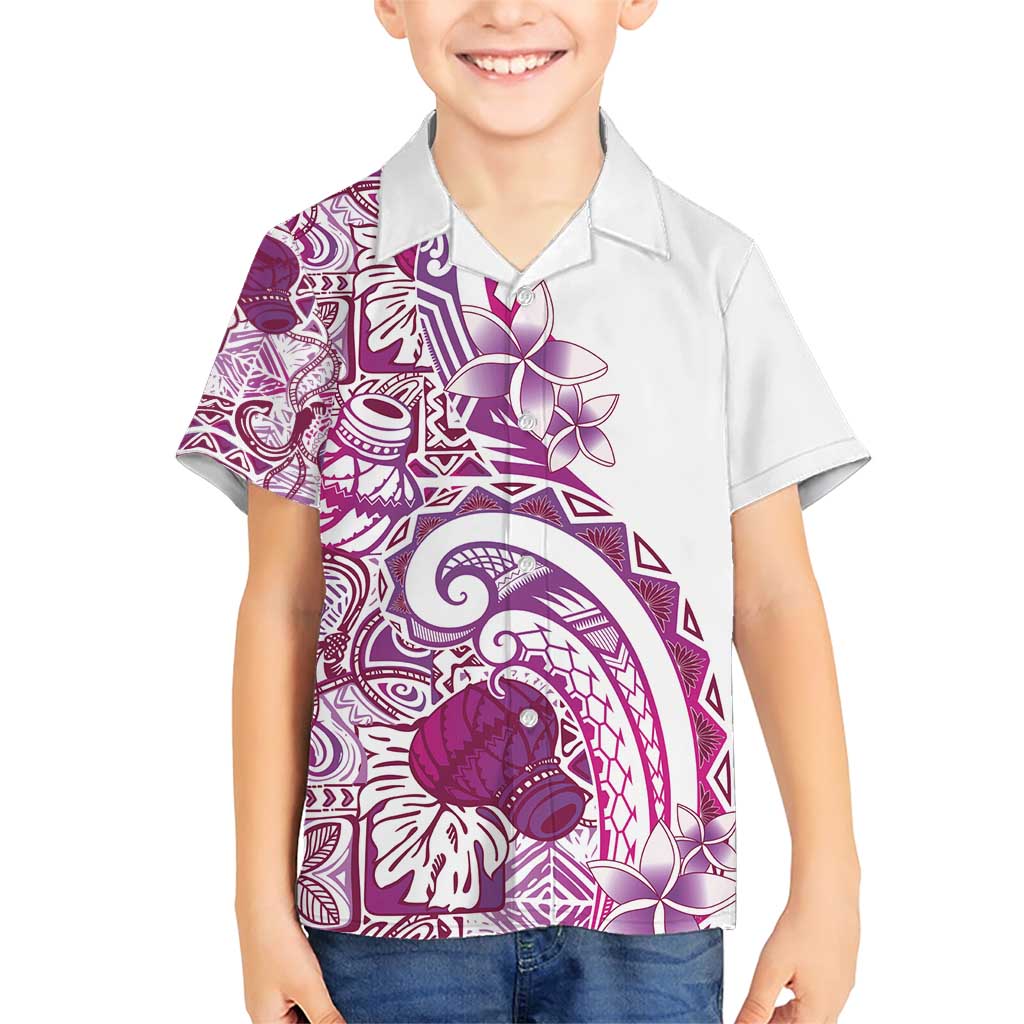 Aloha Hawaii Tapa Family Matching Short Sleeve Bodycon Dress and Hawaiian Shirt Vibrant Fuchsia Hawaiian Ipu - Polynesian Pride