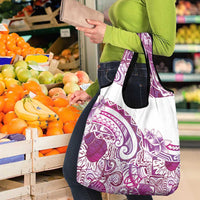 Aloha Hawaii Tapa Grocery Bag Vibrant Fuchsia Hawaiian Ipu - Polynesian Pride