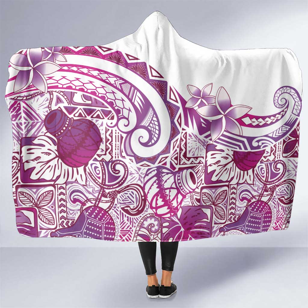 Aloha Hawaii Tapa Hooded Blanket Vibrant Fuchsia Hawaiian Ipu LT7 One Size Fuchsia - Polynesian Pride