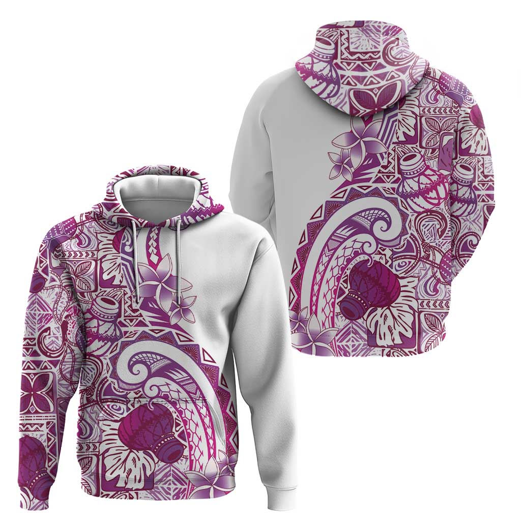 Aloha Hawaii Tapa Hoodie Vibrant Fuchsia Hawaiian Ipu - Polynesian Pride