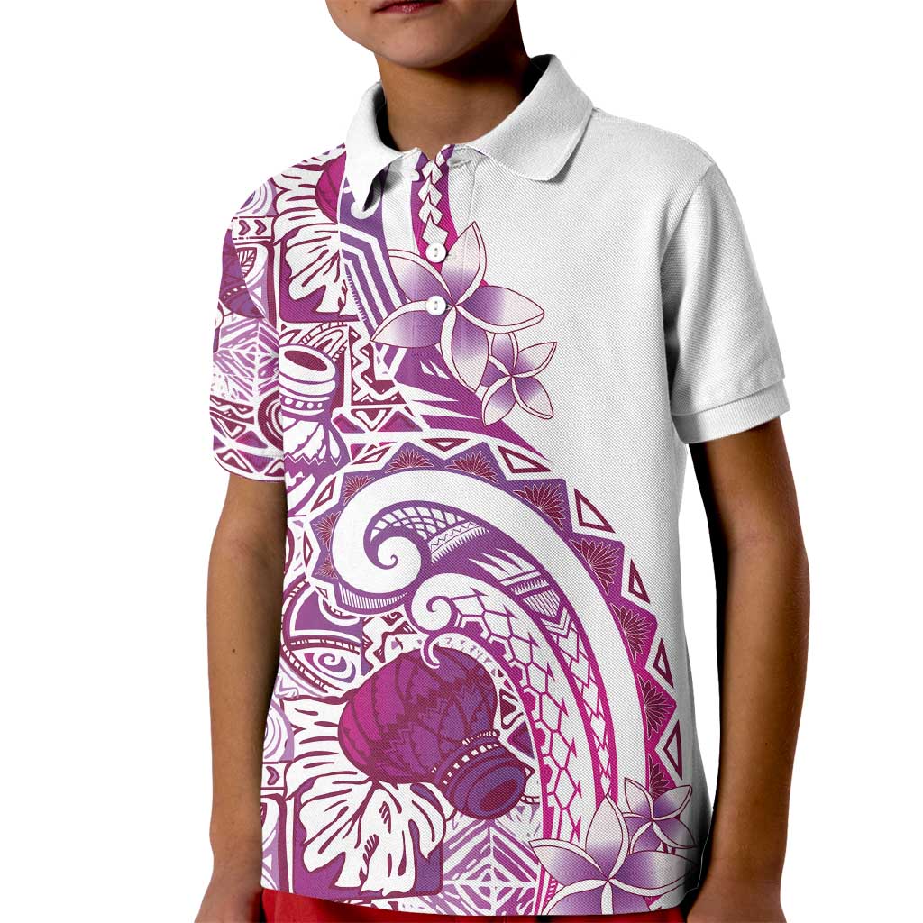 Aloha Hawaii Tapa Kid Polo Shirt Vibrant Fuchsia Hawaiian Ipu LT7 Kid Fuchsia - Polynesian Pride