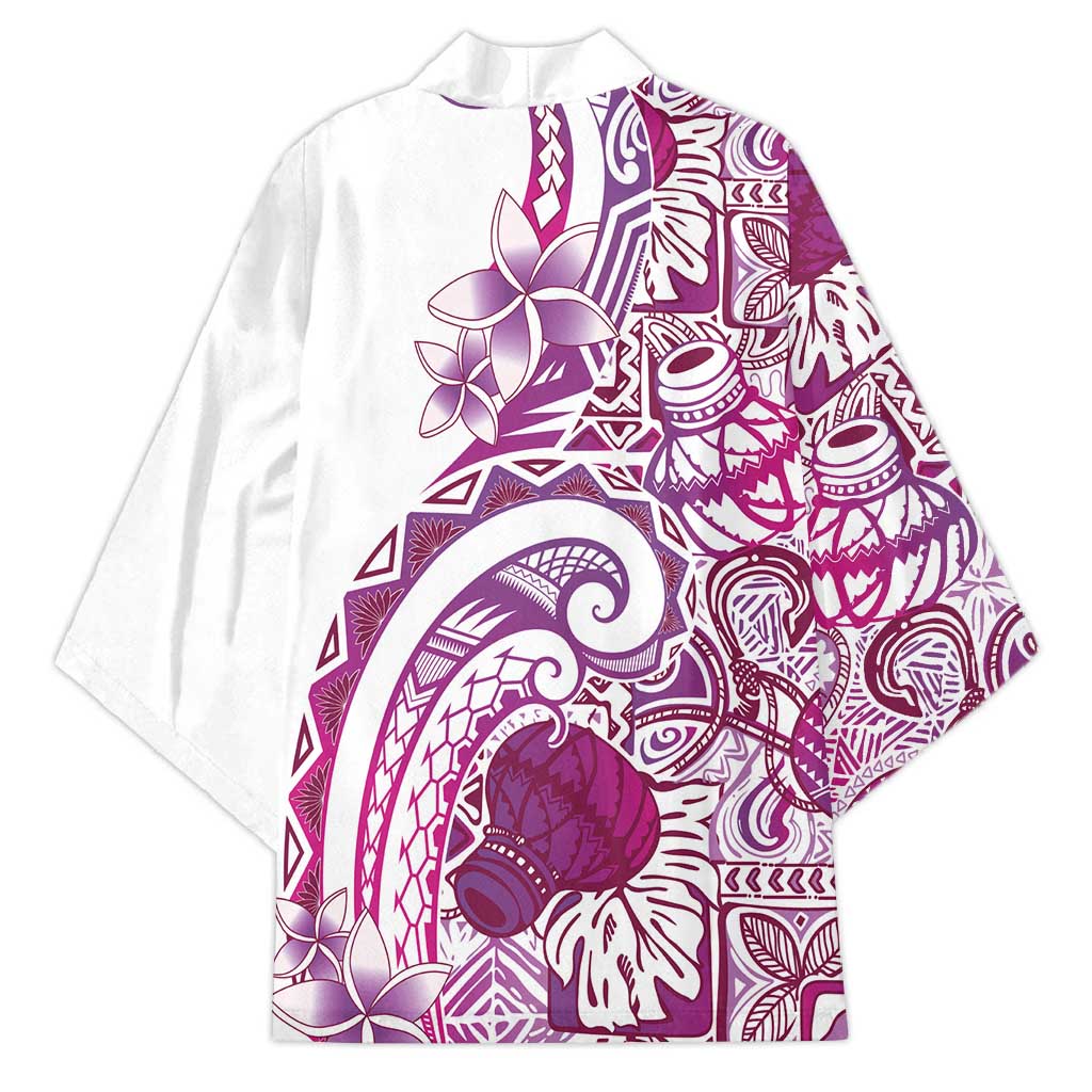 Aloha Hawaii Tapa Kimono Vibrant Fuchsia Hawaiian Ipu - Polynesian Pride