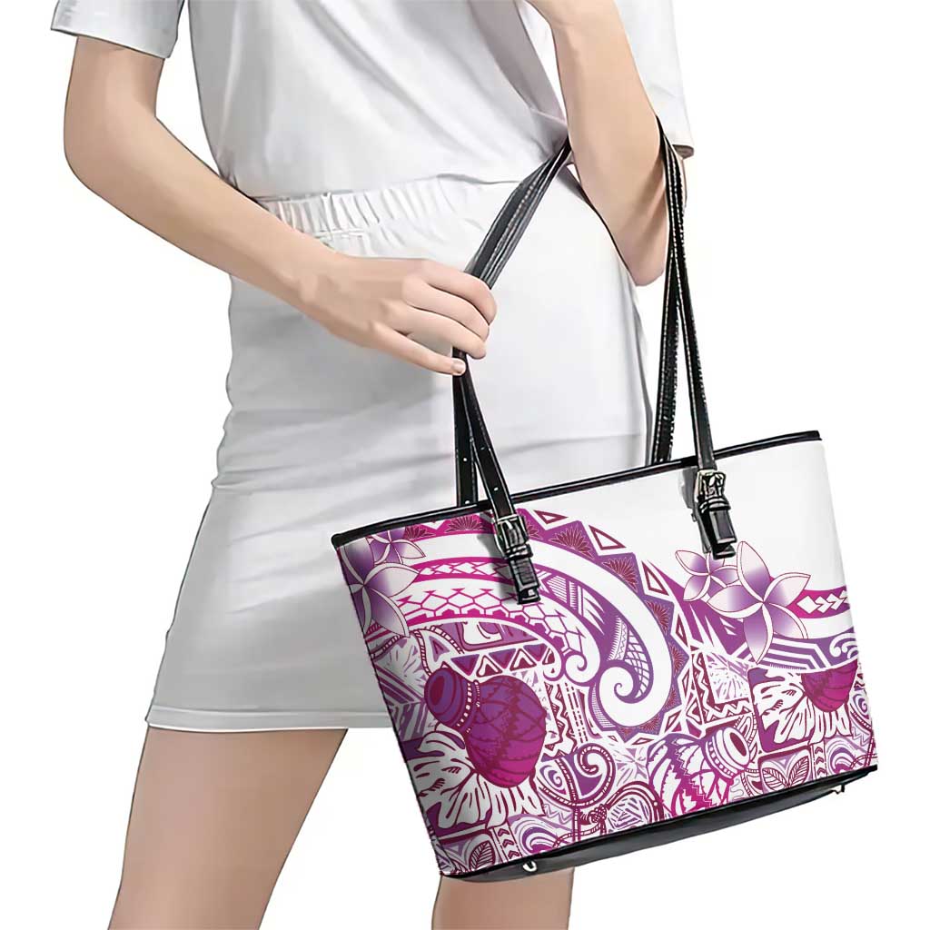 Aloha Hawaii Tapa Leather Tote Bag Vibrant Fuchsia Hawaiian Ipu - Polynesian Pride