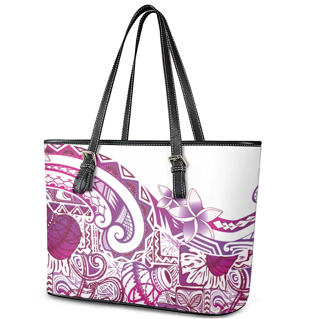 Aloha Hawaii Tapa Leather Tote Bag Vibrant Fuchsia Hawaiian Ipu - Polynesian Pride