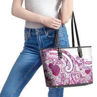 Aloha Hawaii Tapa Leather Tote Bag Vibrant Fuchsia Hawaiian Ipu - Polynesian Pride