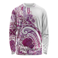 Aloha Hawaii Tapa Long Sleeve Shirt Vibrant Fuchsia Hawaiian Ipu - Polynesian Pride