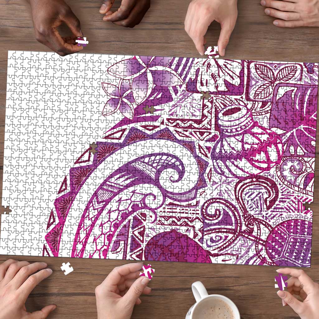 Aloha Hawaii Tapa Puzzle Vibrant Fuchsia Hawaiian Ipu LT7 - Polynesian Pride