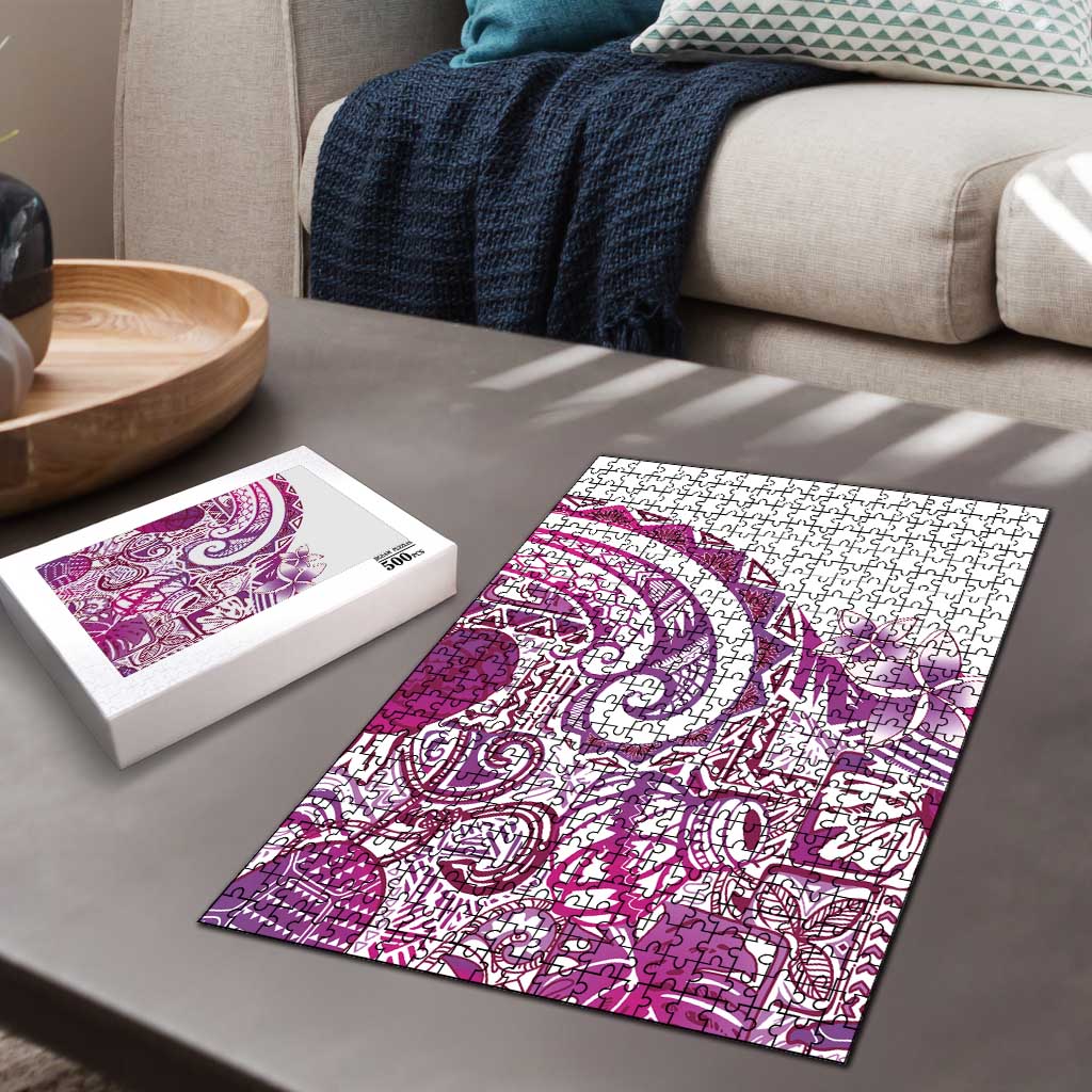 Aloha Hawaii Tapa Puzzle Vibrant Fuchsia Hawaiian Ipu LT7 - Polynesian Pride