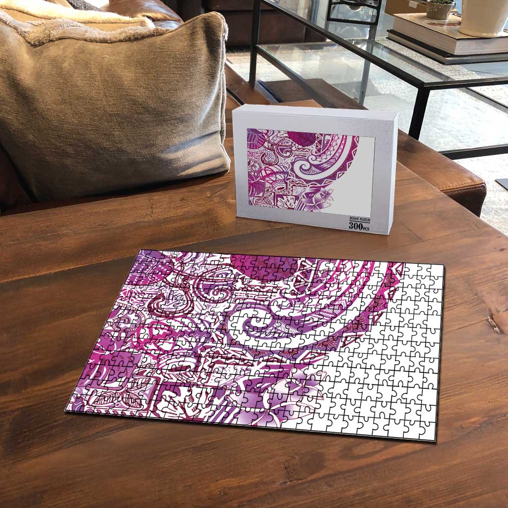 Aloha Hawaii Tapa Puzzle Vibrant Fuchsia Hawaiian Ipu LT7 - Polynesian Pride