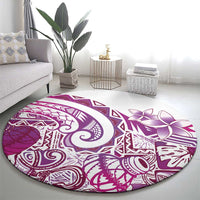 Aloha Hawaii Tapa Round Carpet Vibrant Fuchsia Hawaiian Ipu - Polynesian Pride