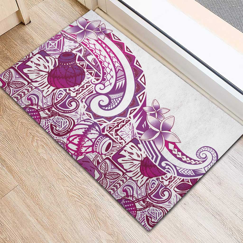 Aloha Hawaii Tapa Rubber Doormat Vibrant Fuchsia Hawaiian Ipu - Polynesian Pride