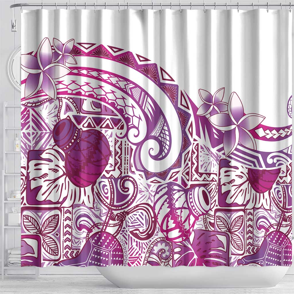 Aloha Hawaii Tapa Shower Curtain Vibrant Fuchsia Hawaiian Ipu - Polynesian Pride