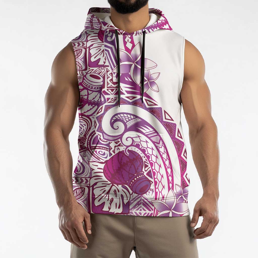Aloha Hawaii Tapa Sleeveless Hoodie Vibrant Fuchsia Hawaiian Ipu LT7 - Polynesian Pride