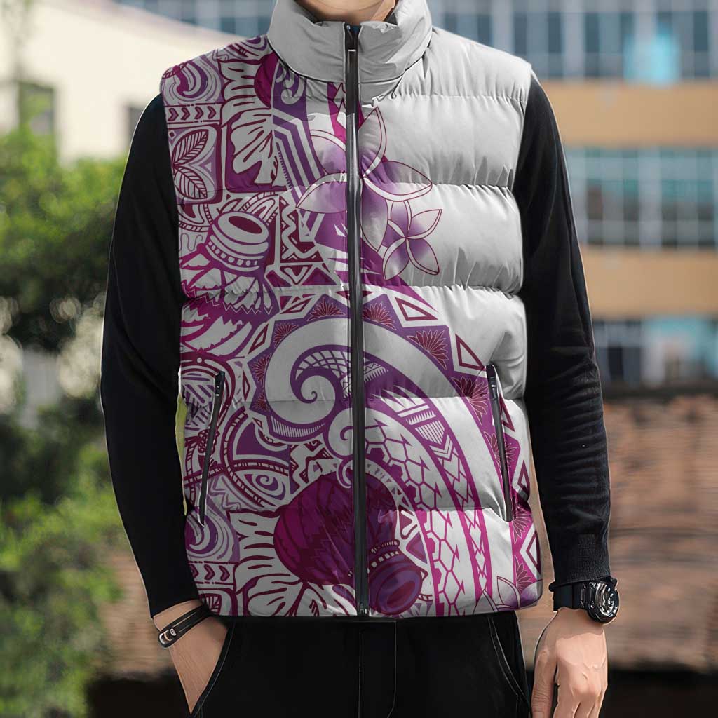 Aloha Hawaii Tapa Sleeveless Puffer Jacket Vibrant Fuchsia Hawaiian Ipu LT7 - Polynesian Pride