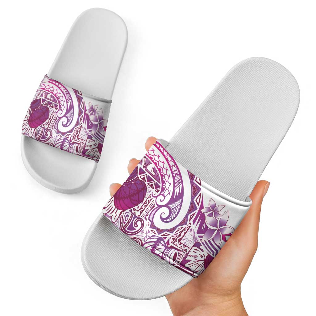 Aloha Hawaii Tapa Slide Sandals Vibrant Fuchsia Hawaiian Ipu - Polynesian Pride