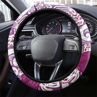 Aloha Hawaii Tapa Steering Wheel Cover Vibrant Fuchsia Hawaiian Ipu - Polynesian Pride